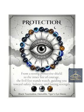 8MM Crystal Healing Stretch Bracelet, Protection Evil Eye Beaded Jewelry for